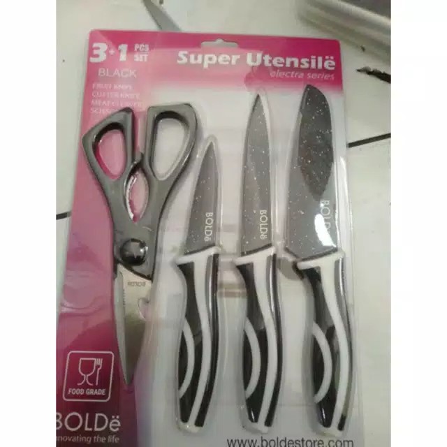 

pisau set bolde + gunting (3pcs pisau + 1pcs gunting) hitam black