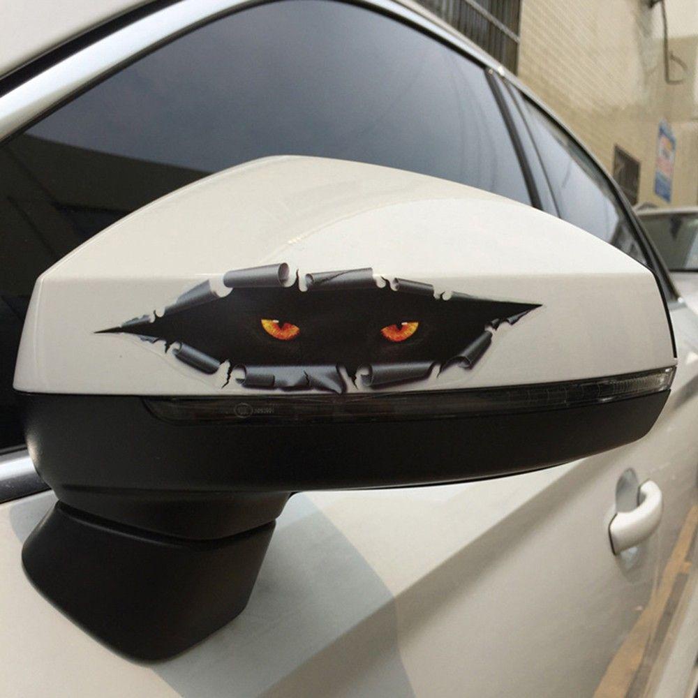 Rebuy Cat Eye Stiker Mobil-Styling Mata Kucing Hitam Semua 3D Tahan Air Lucu Utuh Styling Aksesoris Mobil