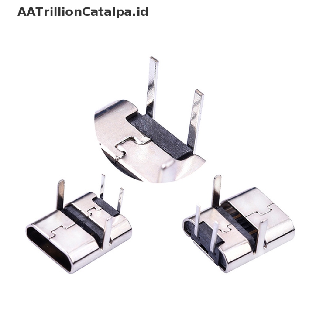 Aatrillioncatalpa 10pcs Konektor Micro Usb 2 Pin 90 Derajat Tipe B Female Untuk Ponsel