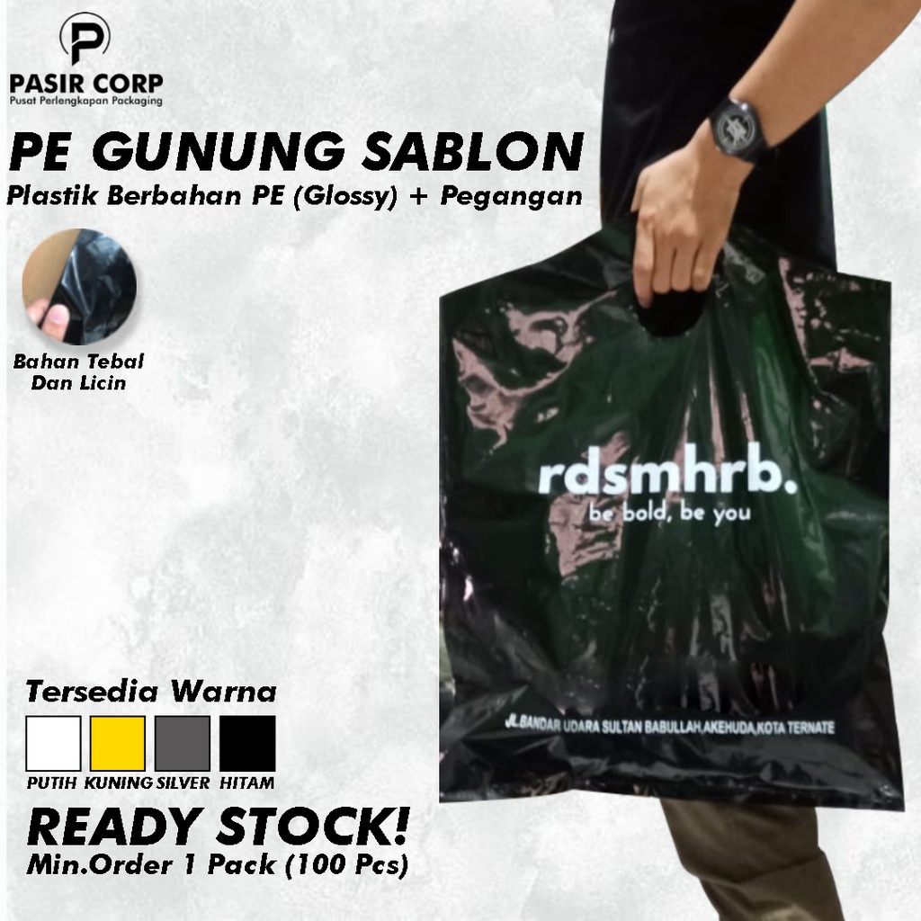 [Harga 1pack/100pcs] 25x38 cm Sablon Plastik Custom PE Gunung Kantong Packing Murah Packaging Olshop