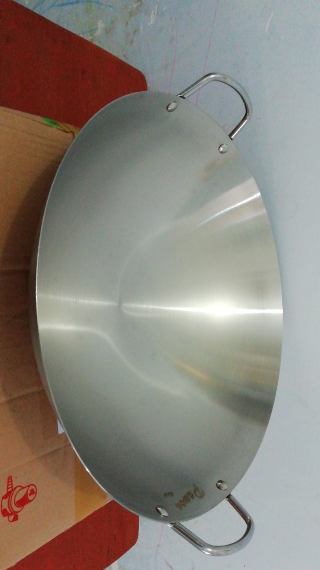 40cm Wok Kuali Wajan Stainless Steel Kupingan / Double Handle Free Spatula Kayu