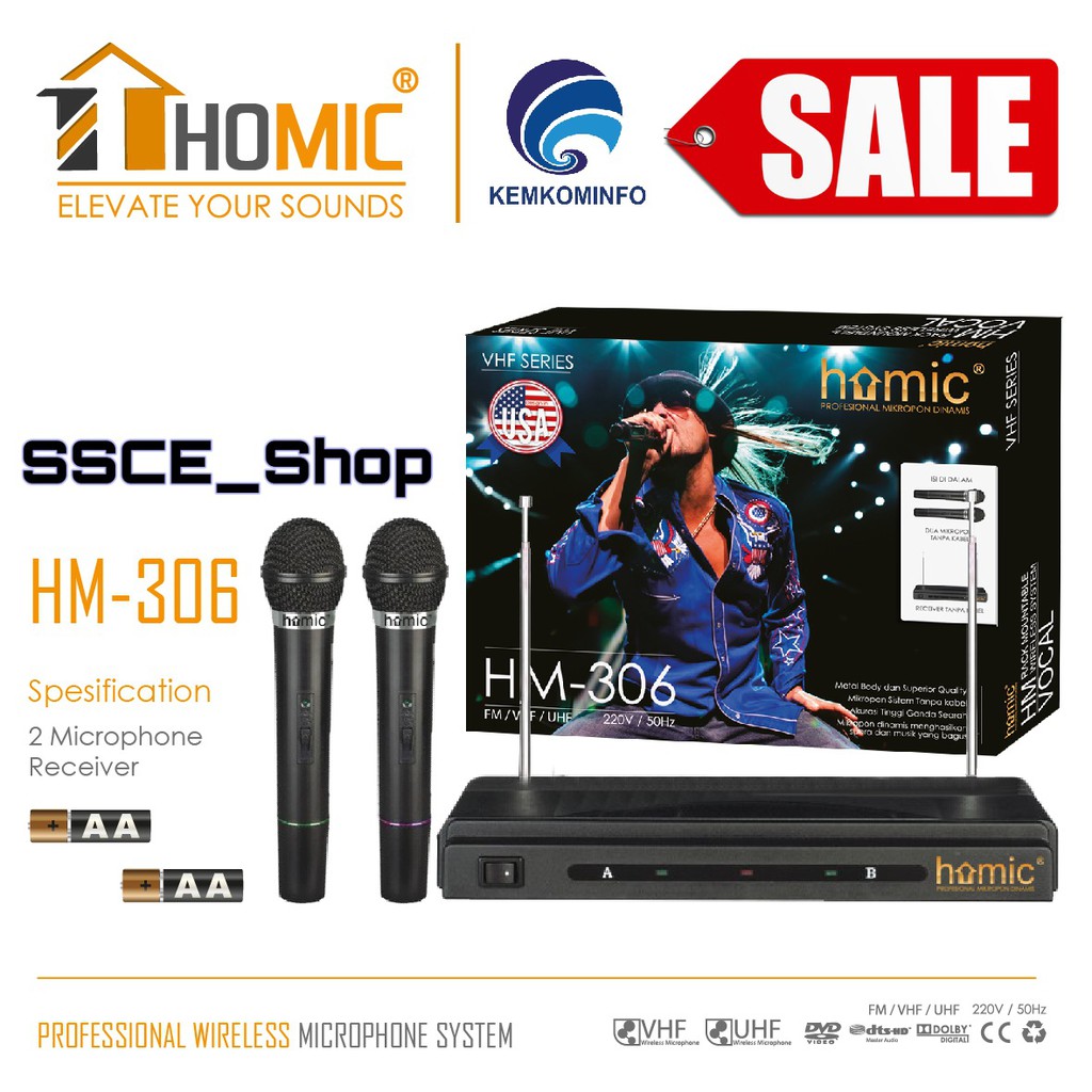 Mic Wireless / Microphone / Mikrofon Wireless Double HOMIC HM-306