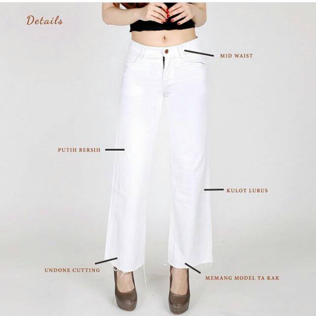 SERIFA kulot jeans putih cullote jeans celana jeans wanita unfinished cut jeans white kulot Denim