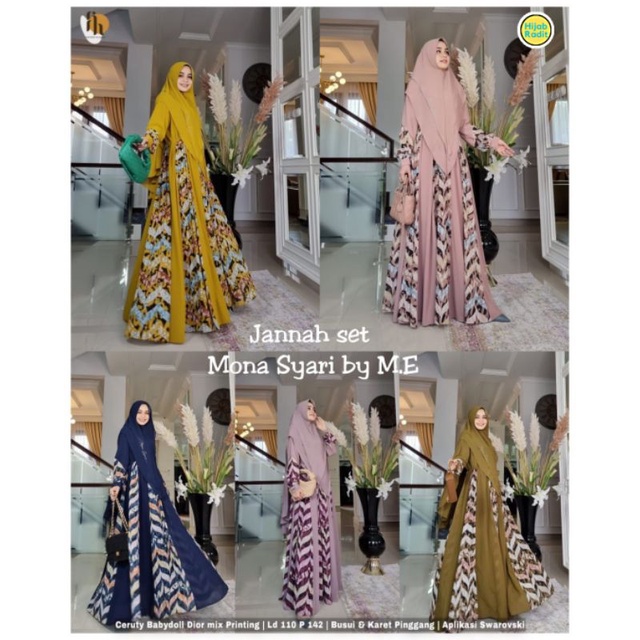Jannah Syar'i ORI Mona Syar'i (Ceruty Babydoll Dior Printing mix Swarovski)