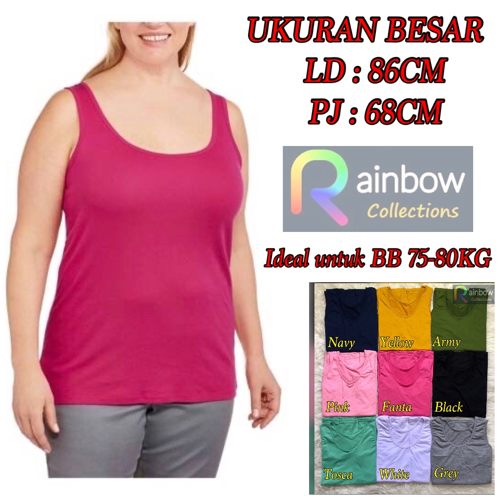 TANKTOP/ TANGTOP / SINGLET TALI BESAR POLOS JUMBO - SINGLET WANITA UKURAN BESAR