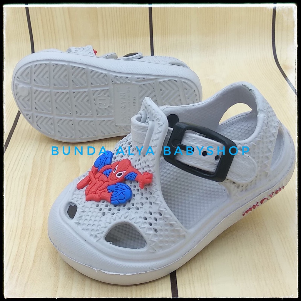 Sendal Anak Laki Laki Usia 6 - 12 Bulan Motif Kartun ABU Lucu Alas Karet Anti Licin - Sepatu Sendal Anak Cowok Alas Karet