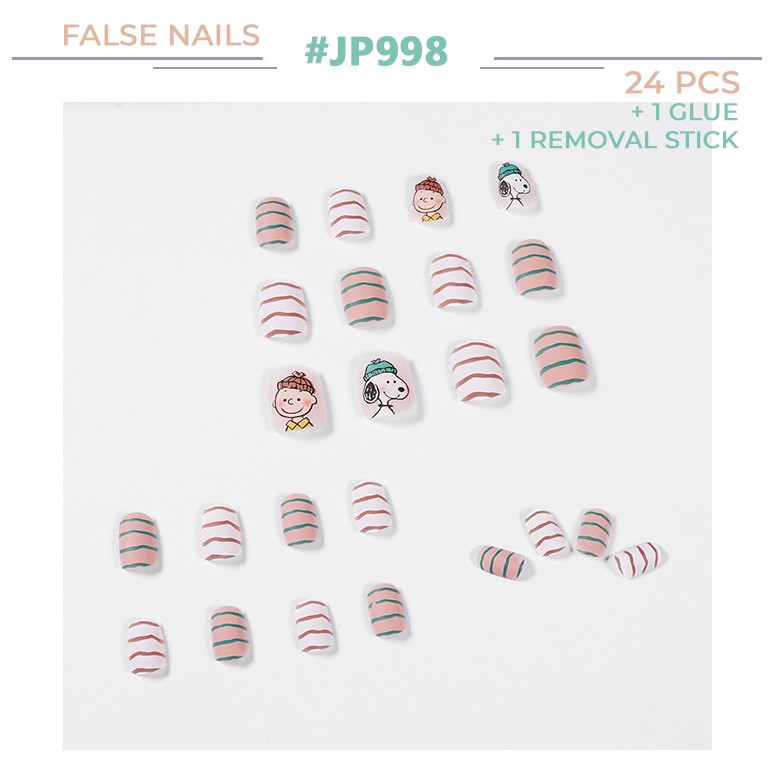 24 PCS False Nail #JP998 High Quality | Kuku Palsu Doff / Matte | Waterproof