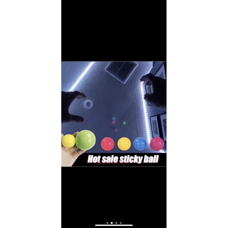 Wall sticky Ball - 1 paket isi 4pcs (ukuran kecil), mirip slime - squizhy -glow in the dark-Globbles