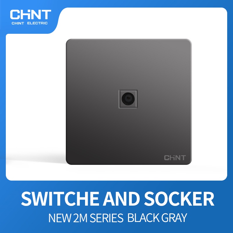 CHINT NEW2M Gray Black 1-gang TV end socket / soket TV