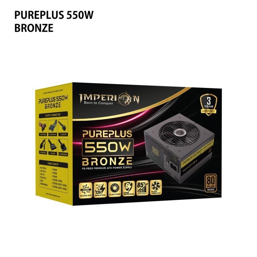 PSU Imperion 550W 80+ PUREPLUS Gaming Power Supply 550 Watt 80 PLUS+