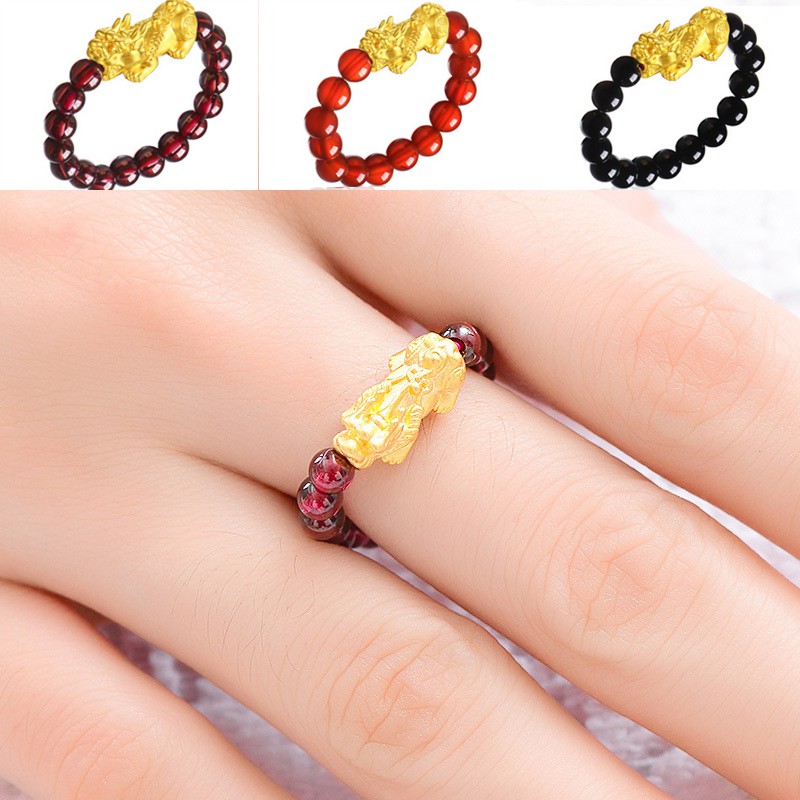 Pixiu Cincin Lucky Pixiu Couple Ring Agate Jewelry