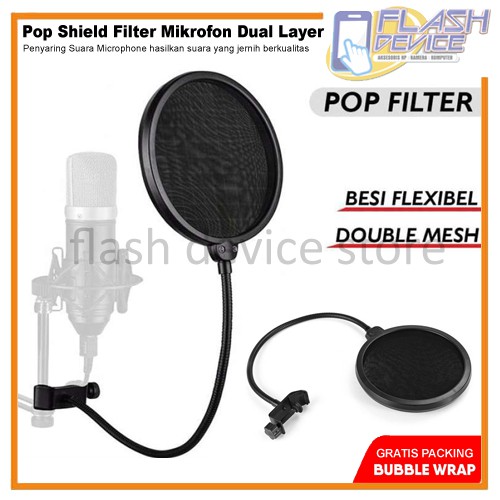 Microphone Pop Shield Filter Mikrofon Dual Layer Penyaring Suara Mic