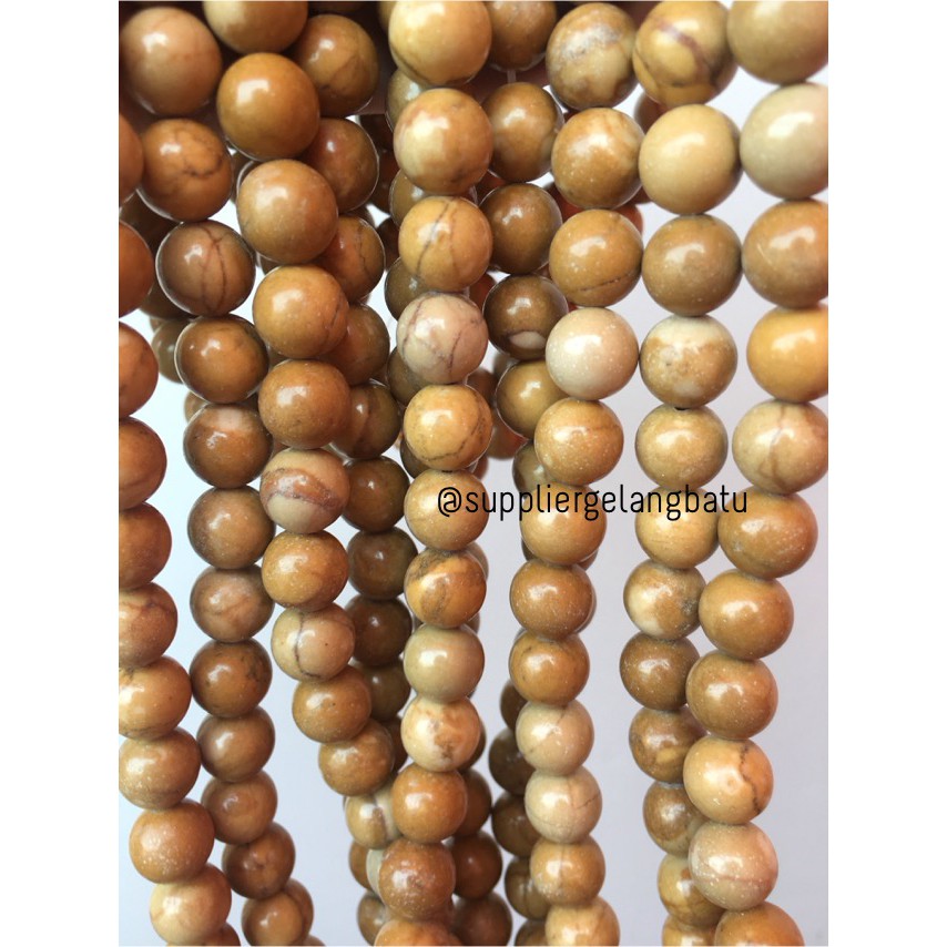 bahan yellow jasper kuning 10mm ryolit natural renceng asli batu alam aksesoris craft fashion grosir