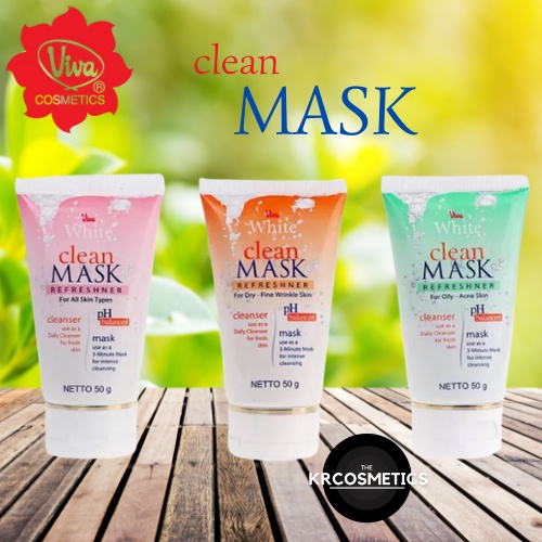 Viva White Clean &amp; Mask Refreshner For All Skin Types / Oily-Acne Skin / Dry-Fine Wrinkle Skin 50gr