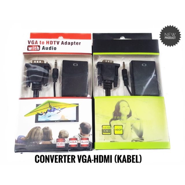 Kabel Adapter Converter VGA Male to HDMI Output 1080P HD + Audio TV AV HDTV