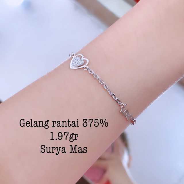 Gelang rantai emas putih 375%