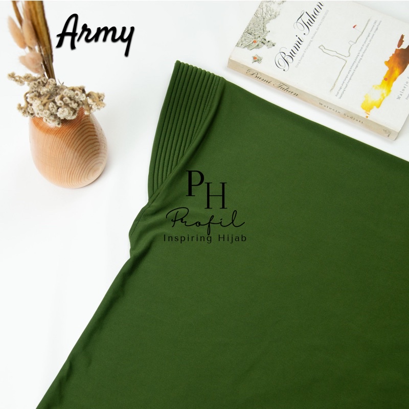 Jilbab Instan Bergo Hamidah Jersey Ukuran (XL) / Bergo Jersey Jumbo / Hijab jersey-Army