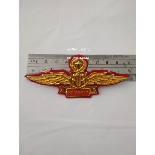 ORIGINAL wing pin lencana aksesoris atribut Security Satpam kuningan tebal kokoh kwalitas bagus