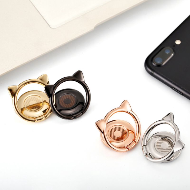 Baseus Ring Holder HP Universal Bentuk Kucing Lucu Bahan Metal