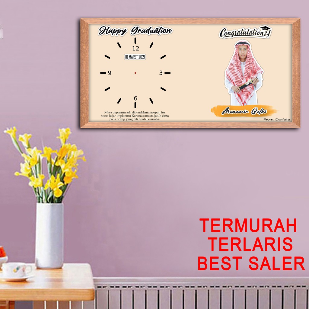 JAM DINDING CUSTOM UNIK KADO WEDDING ULANG TAHUN WISUDA GRADUATION KADO VALENTIN CETAK FOTO PRIBADI-3