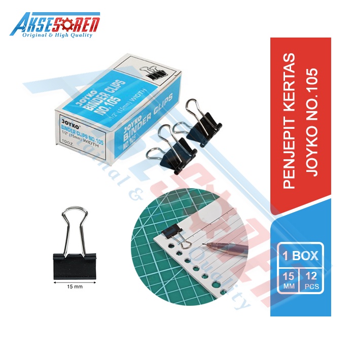 

PENJEPIT KERTAS KLIP JOYKO NO 105 [1 BOX/12 PCS] / BINDER CLIPS KECIL / PAPER CLIP / JEPIT LEMBARAN KERTAS / JEPITAN KERTAS WARNA HITAM MINI / ALAT PENJEPIT MAKALAH JOYKO