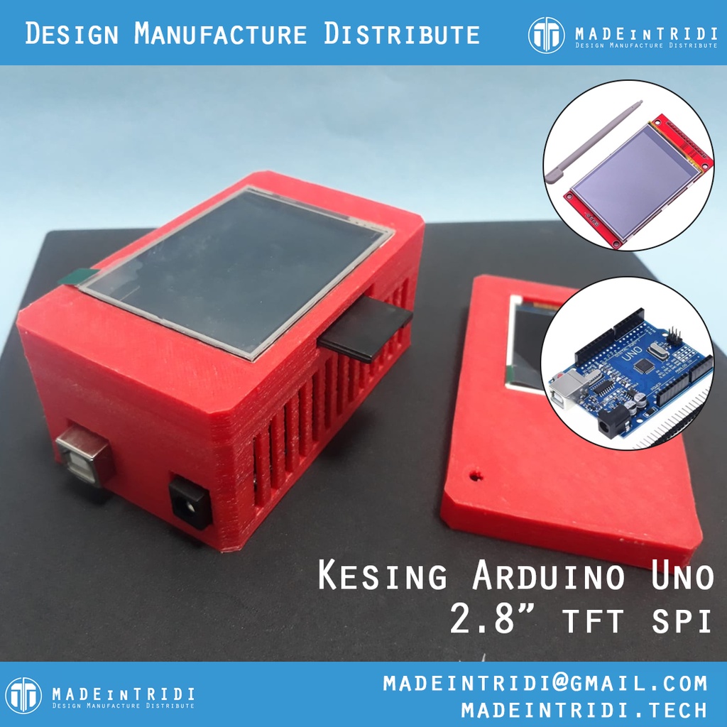 Madeintridi casing Arduino Uno lcd 2.8" LCD TFT SPI Kesing Projek