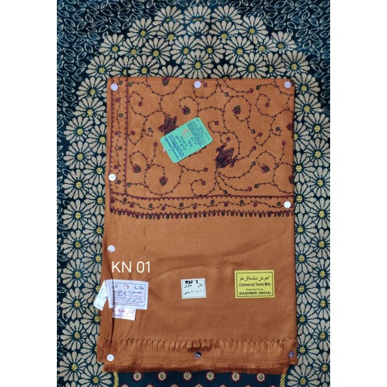 SORBAN Kashmiri Sulam dan printing motif original KUNING KUNYIT-Kode B