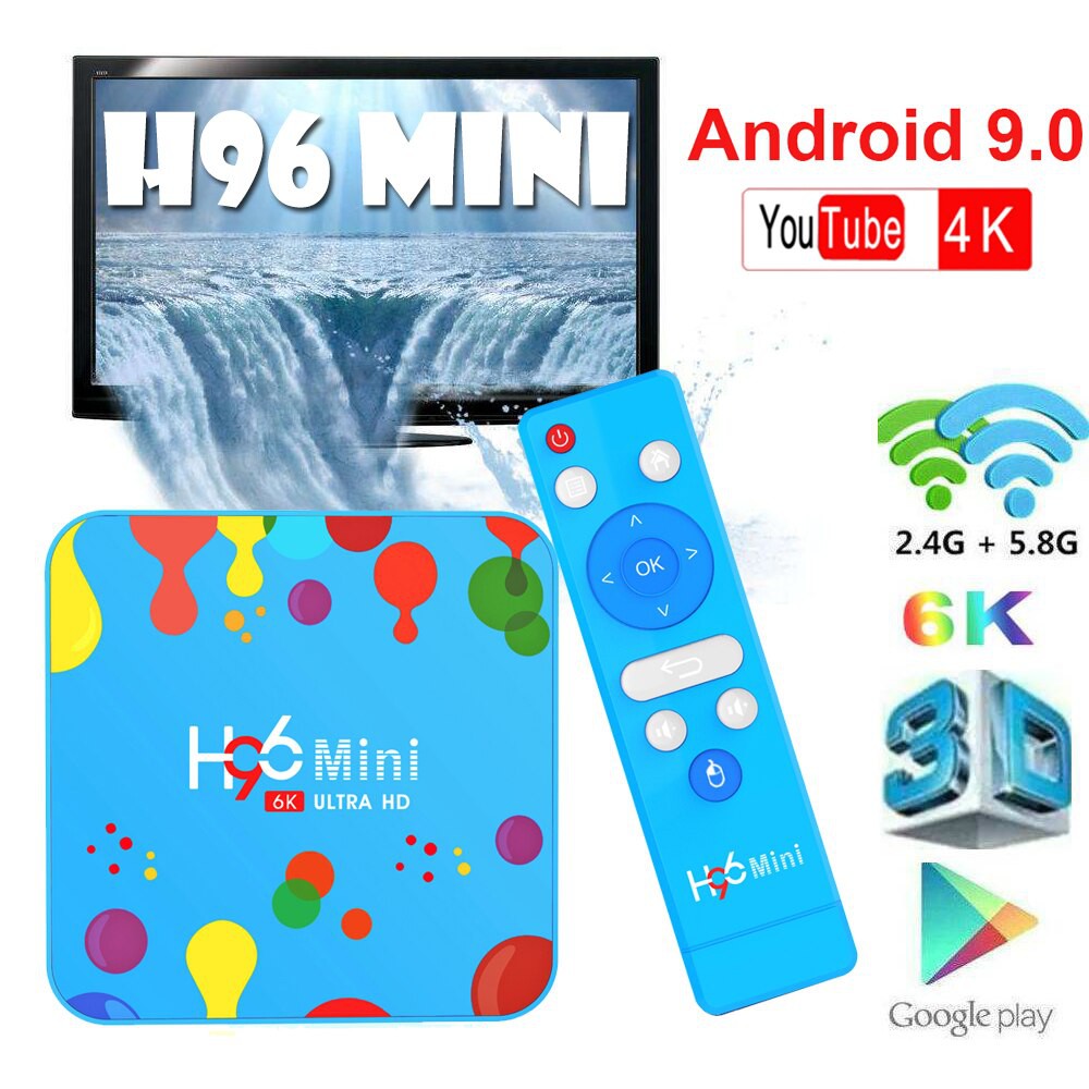 Gratis ongkir tv box H96 MINI Set top box Quad Core iptv box Smart TV Box Android 9.0 4GB 128GB 6K