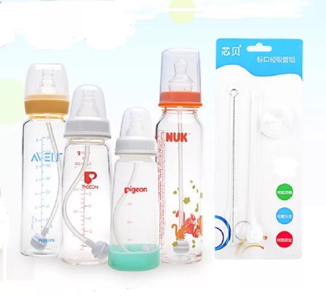 Set Sedotan+Sikat Pembersih Untuk Dipasang Di Botol Susu Bayi