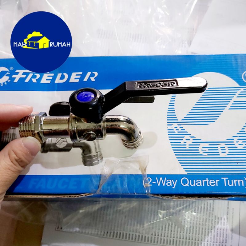 KRAN BOLA VALVE Keran Air Tembok Taman 2WAY KIRI KANAN - FREDER 1/2&quot; 0.5inch 0,5in