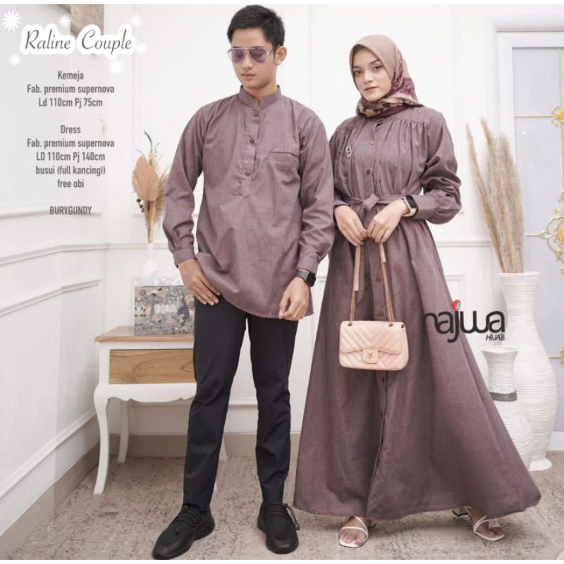 Couple dress Raline Couple Ori by Orinajwa couple koko lengan panjang dan gamis couple ayah ibu