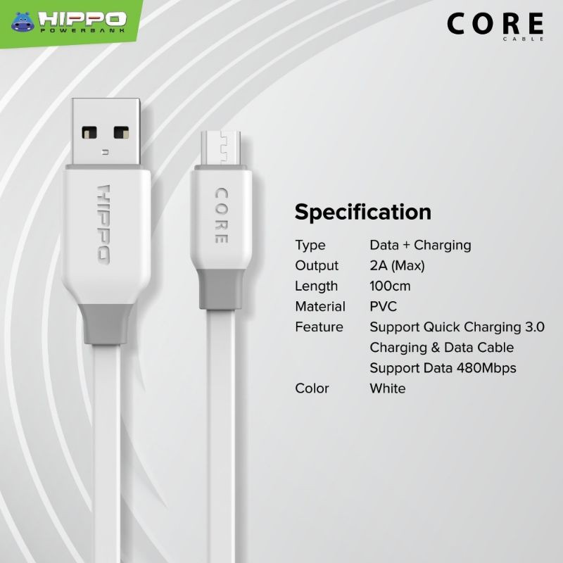 Hippo Kabel Data Core Micro USB 100cm Quick Charging 3.0 (PER TOPLES 50 PCS)