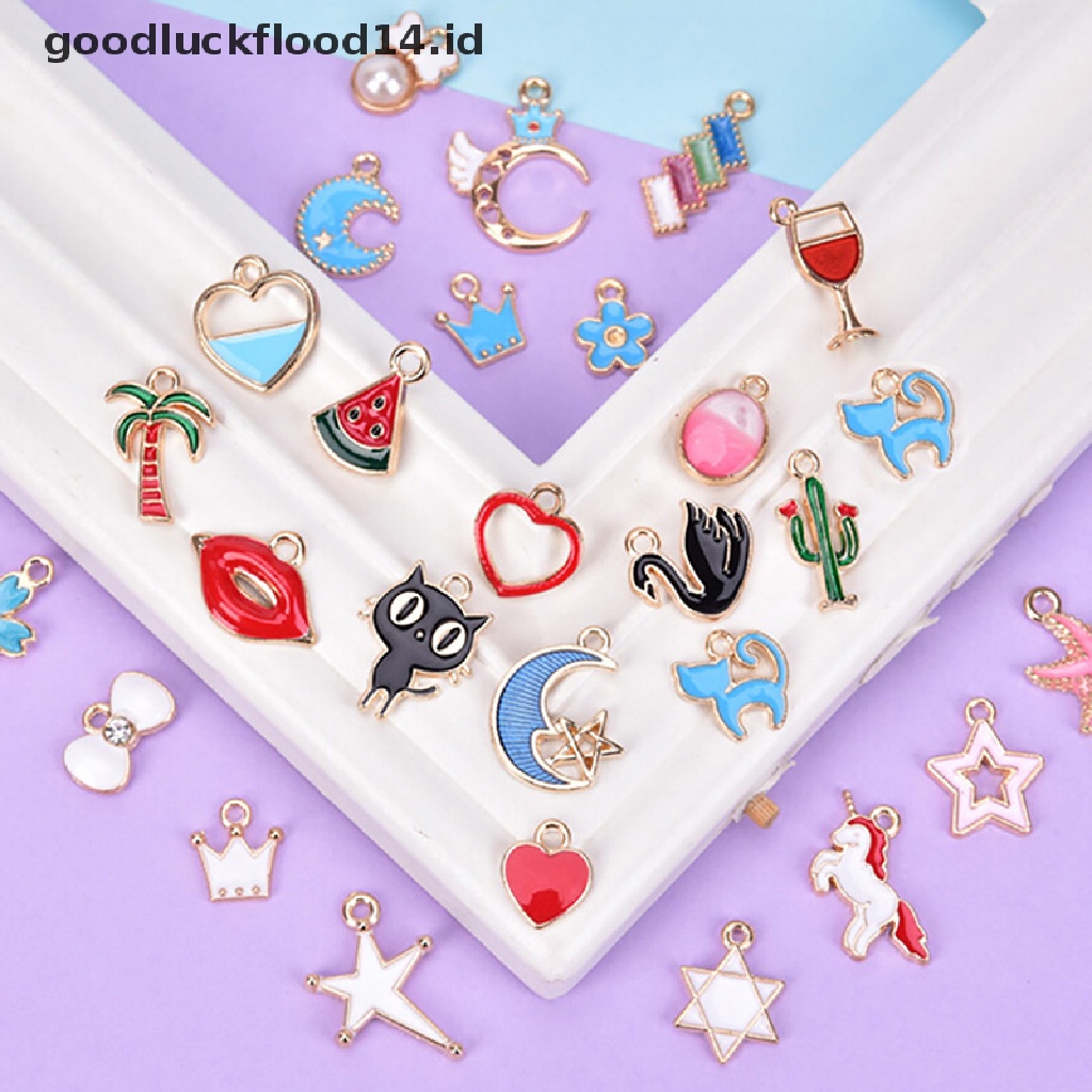 [OOID] 30PCS/Set Enamel Animal Moon Star Fruit Charms Pendant DIY Craft Jewelry Making ID