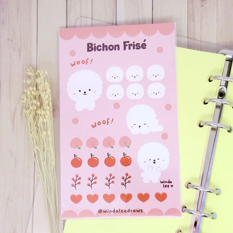 

Bichon Frise Sticker Set Lucu Vynil Kiss Cut Stiker Planner by Winda Lee