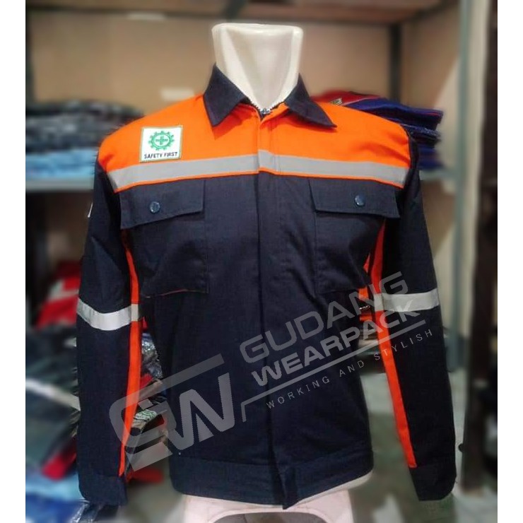 WEARPACK ATASAN Gudang Wearpack - Baju Kerja Seragam Proyek Warna Dongker Oren