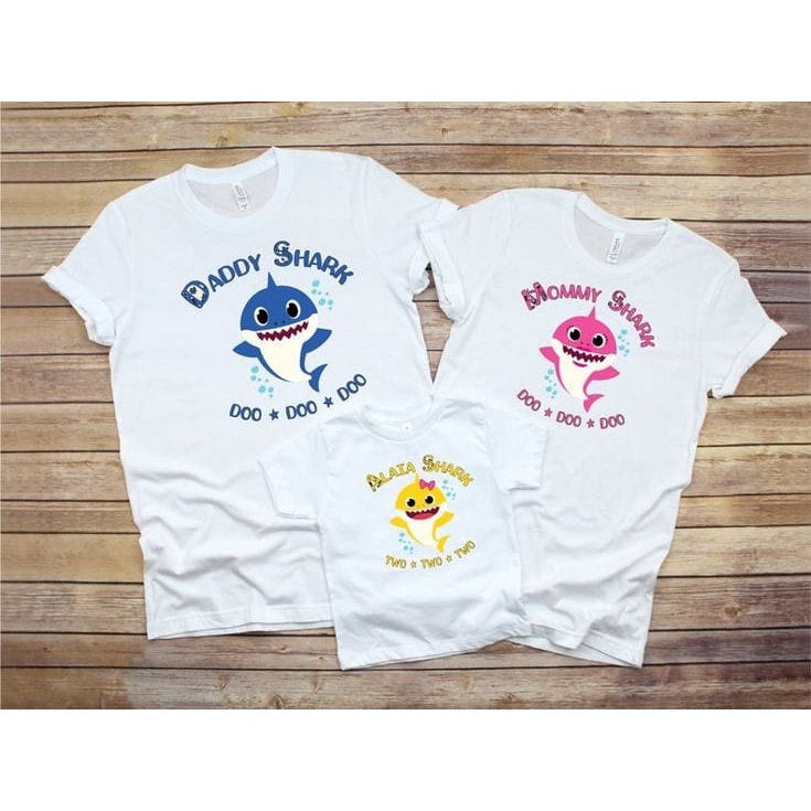 MYSTIQUE.ID-BAJU KAOS FAMILY SHARK PI*NK*FO*NG T-SHIRT LUCU DAN AESTHETIC