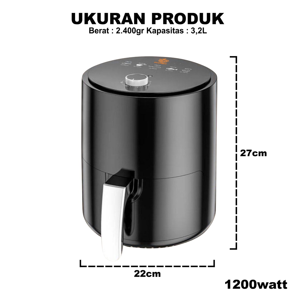 Mesin Penggorengan Tanpa Minyak Anti Lengket Kompor Panggangan Elektrik Air Fryer - KQZG