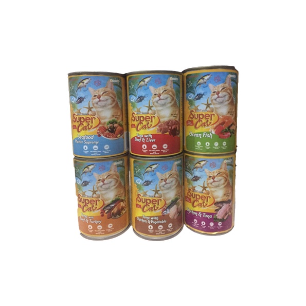 MAKANAN KUCING KALENG BASAH SUPER CAT SUPER CAT KALENG 400GR ALL VARIAN