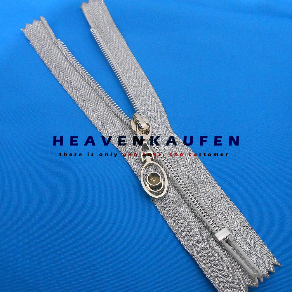 Resleting Zipper Blink Blink Coil 15 cm Silver Perak Mengkilap Kelap Kelip