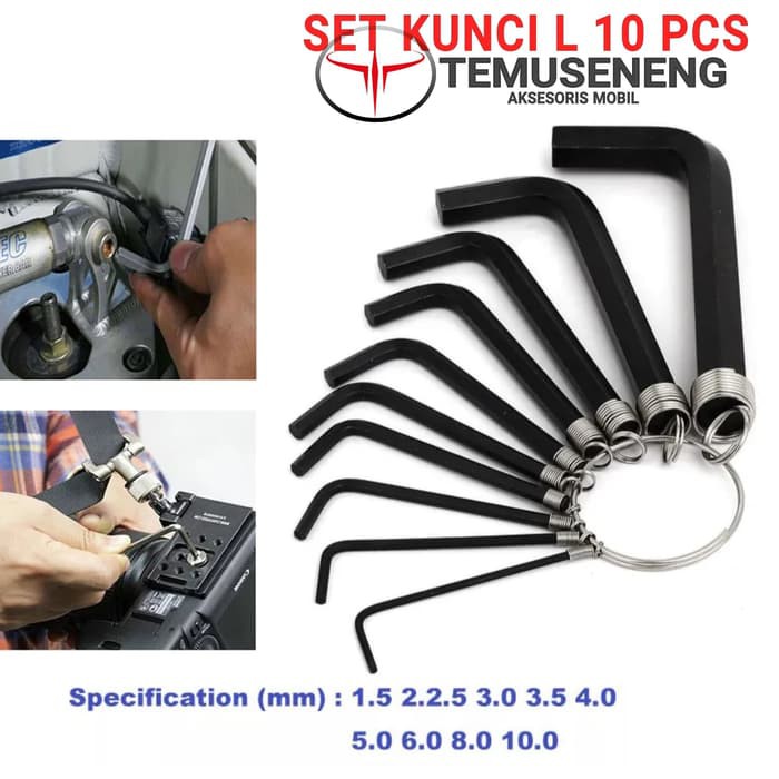 Isi 10 Set Kunci L Small Murah 10In 1 Hey Key Ring 1,5 2 2,5 3 4 5,5 6 8 9 10 Mm Alat Bengkel