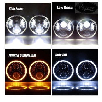 Lampu LED DOT SAE Daymaker 7 inch inci Halo Ring Batok Lampu Utama Motor Mobil Harley Jeep 7Y1