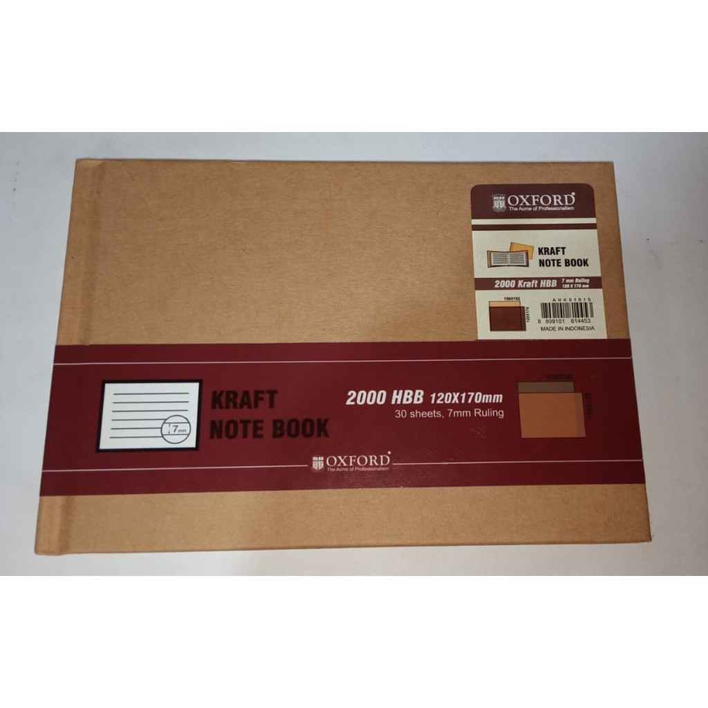 

Kraft Note Book 120x170 mm 30 Sheet 7 mm Ruling / Buku Note Book Warna Coklat Oxford / Buku Coklat