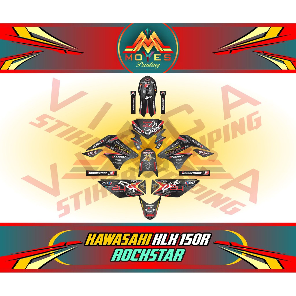 Decal Sticker Full Body Kawasaki KLX BF 150 L - Sticker Full Body Motor KLX BF 150 ROCKSTAR