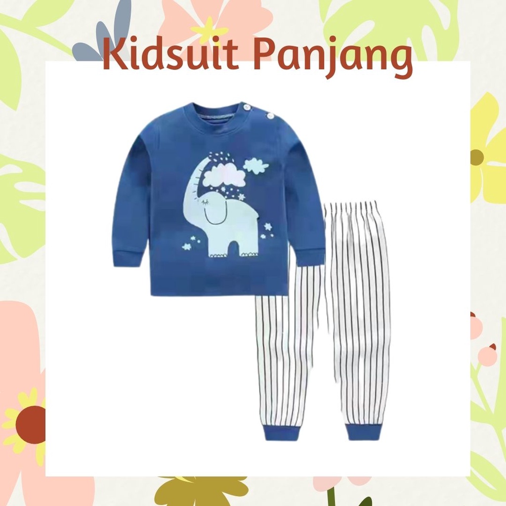 Plazababyku KIDS SUIT PANJANG H5 Setelan Anak Bahan Kaos Lengan + Celana Berkualitas Import NEW3