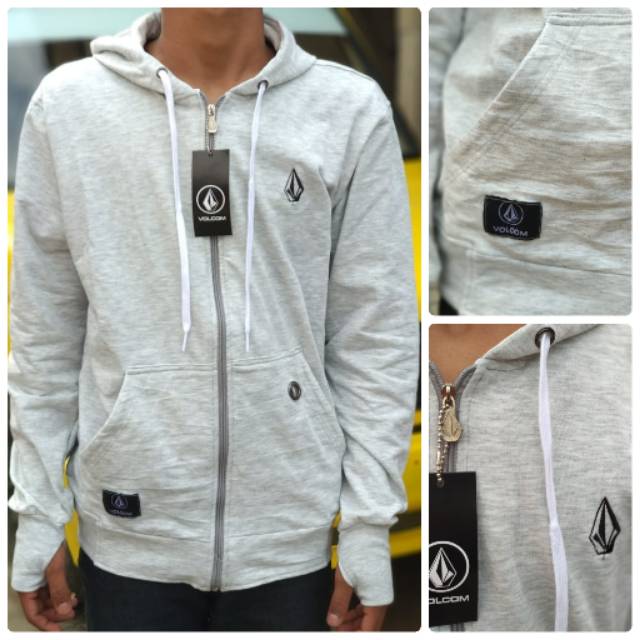Jaket Hoodie Zipper Volcom Abu Full Logo Brand