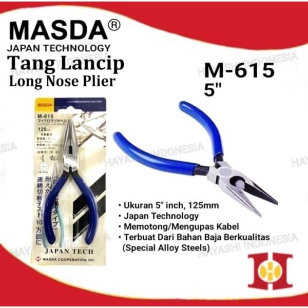 MASDA Tang Potong Lancip Kombinasi Pliers 5 6 Inch Japan Original