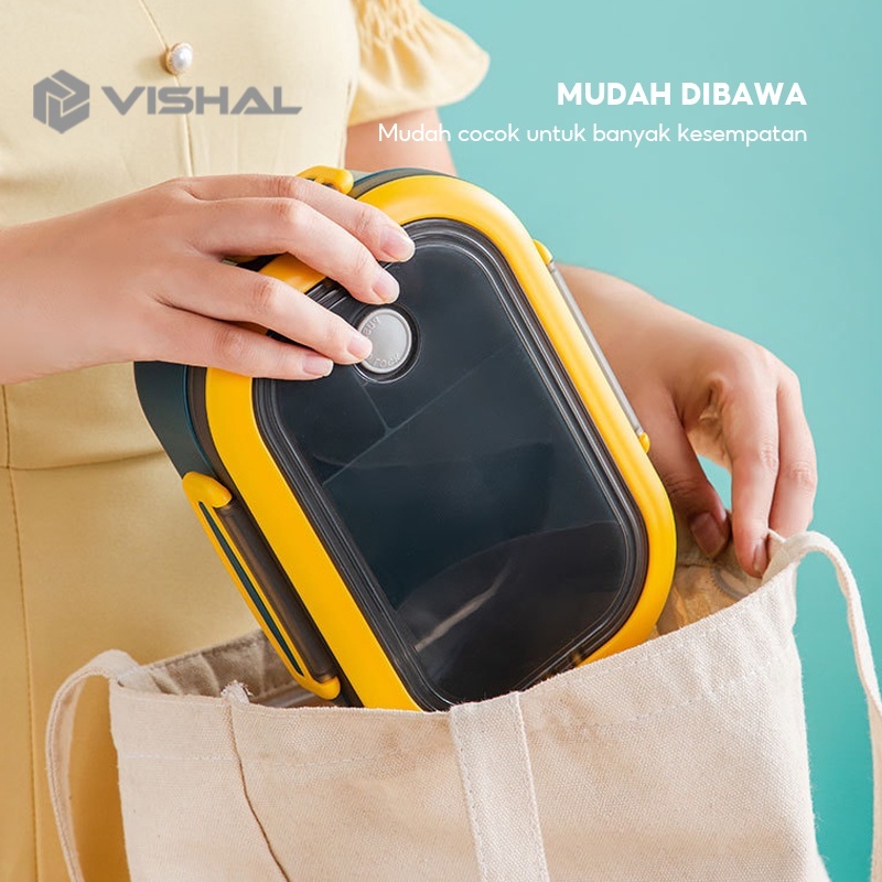 VISHAL Kotak Bento Lunch Box/Disegel Kotak Makan/850ml VS-205