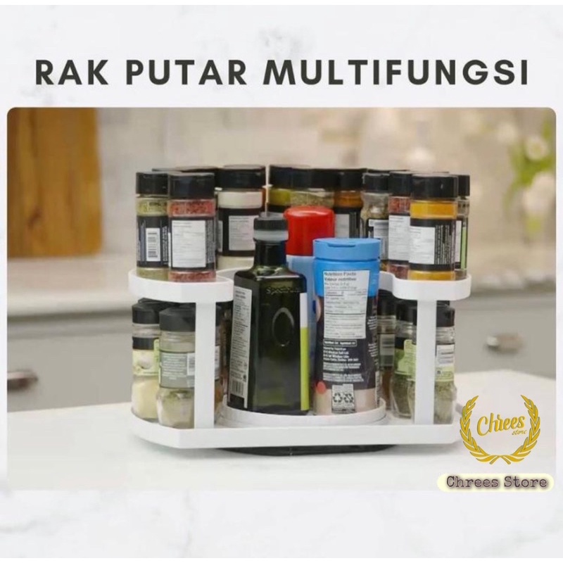 Rak Bumbu Dapur Tingkat / Rak Putar / Rak Putar Kosmetik / Rak Putar Perhiasan