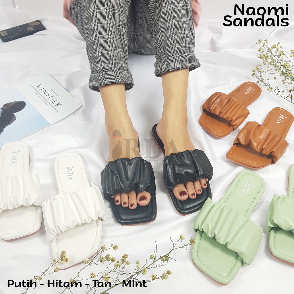 Irda - NAOMI Sandal Flat Wanita Kerut