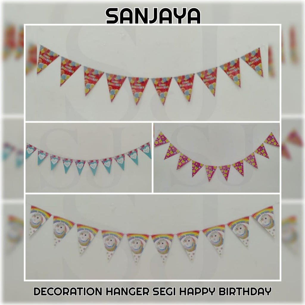 Bunting Flag Karakter / Bendera Segitiga Ulang Tahun / Banner Flag Happy Birthday / Decoration Kertas Hanger Segi Happy Birthday